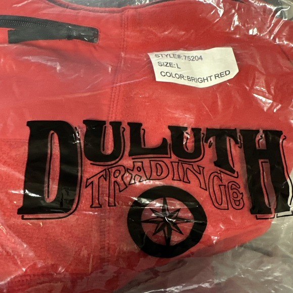 Duluth Trading Co Fleece Jacket Mens L Bright Red Full Zip New in Bag - Picture 15 of 15